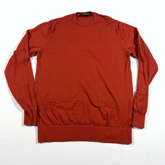 Rodd Gunn Sweater Mens Pullover Orange Merino Wool Casual Adult Sz M PILING - Picture 1 of 7